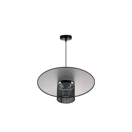 Duolla - Luster na sajli TOKYO RATTAN 1xE27/15W/230V pr. 50 cm crna/srebrna