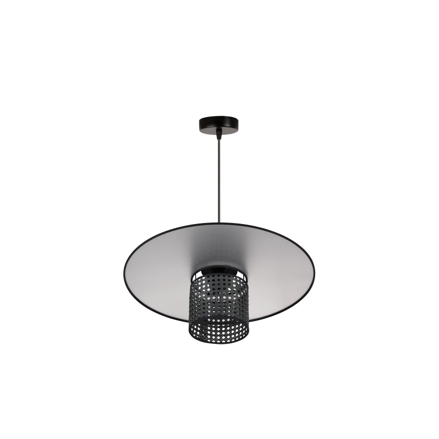 Duolla - Luster na sajli TOKYO RATTAN 1xE27/15W/230V pr. 50 cm crna/srebrna