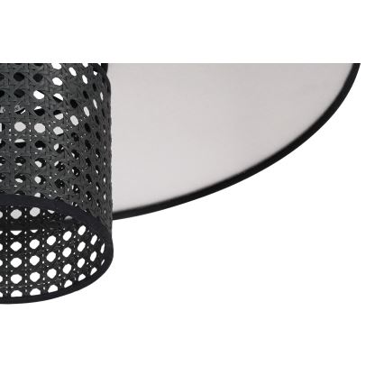 Duolla - Luster na sajli TOKYO RATTAN 1xE27/15W/230V pr. 50 cm crna/srebrna