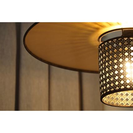 Duolla - Luster na sajli TOKYO RATTAN 1xE27/15W/230V pr. 50 cm zlatna/crna