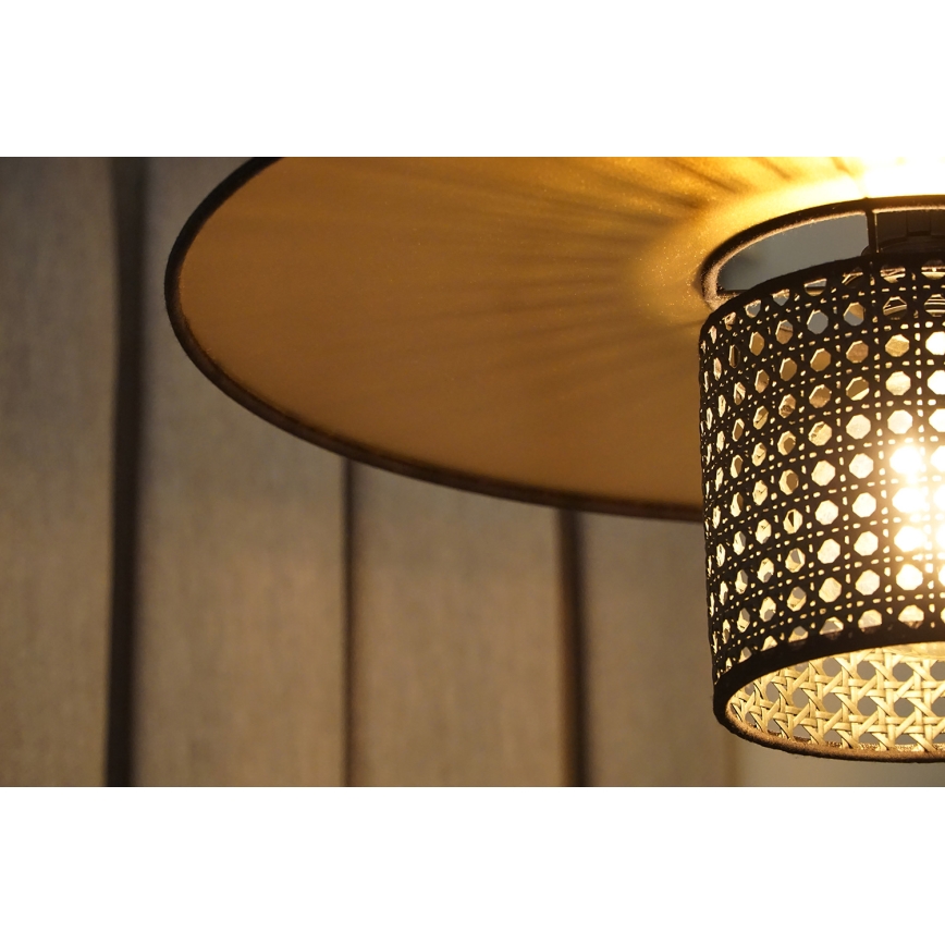 Duolla - Luster na sajli TOKYO RATTAN 1xE27/15W/230V pr. 50 cm zlatna/crna