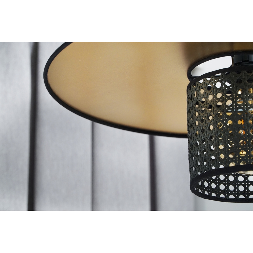 Duolla - Luster na sajli TOKYO RATTAN 1xE27/15W/230V pr. 50 cm zlatna/crna