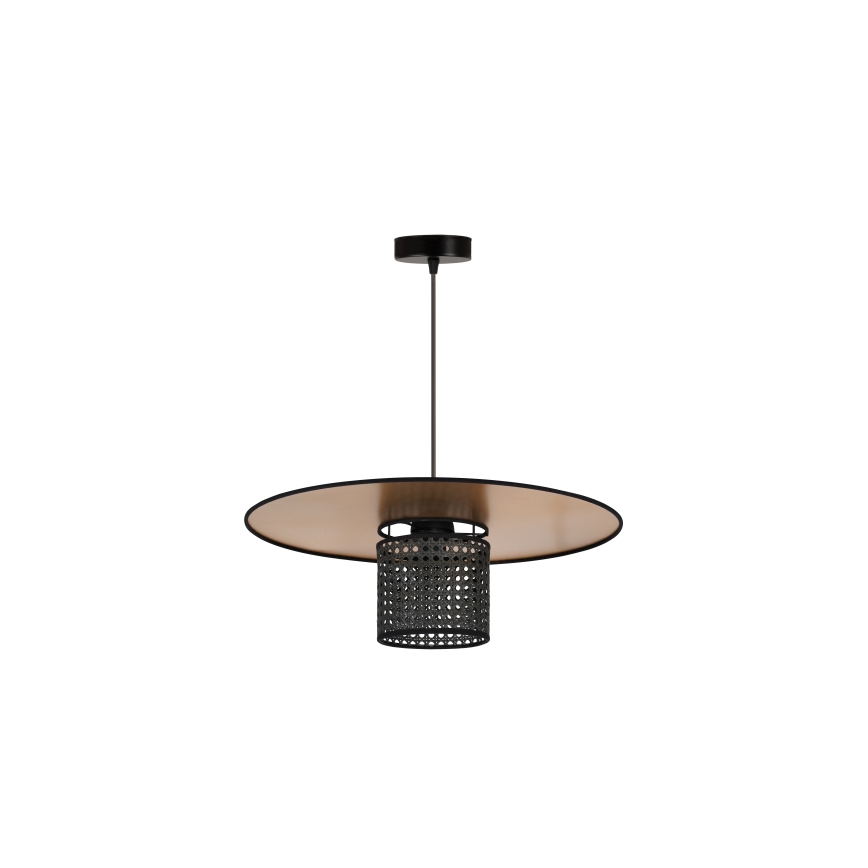 Duolla - Luster na sajli TOKYO RATTAN 1xE27/15W/230V pr. 50 cm zlatna/crna