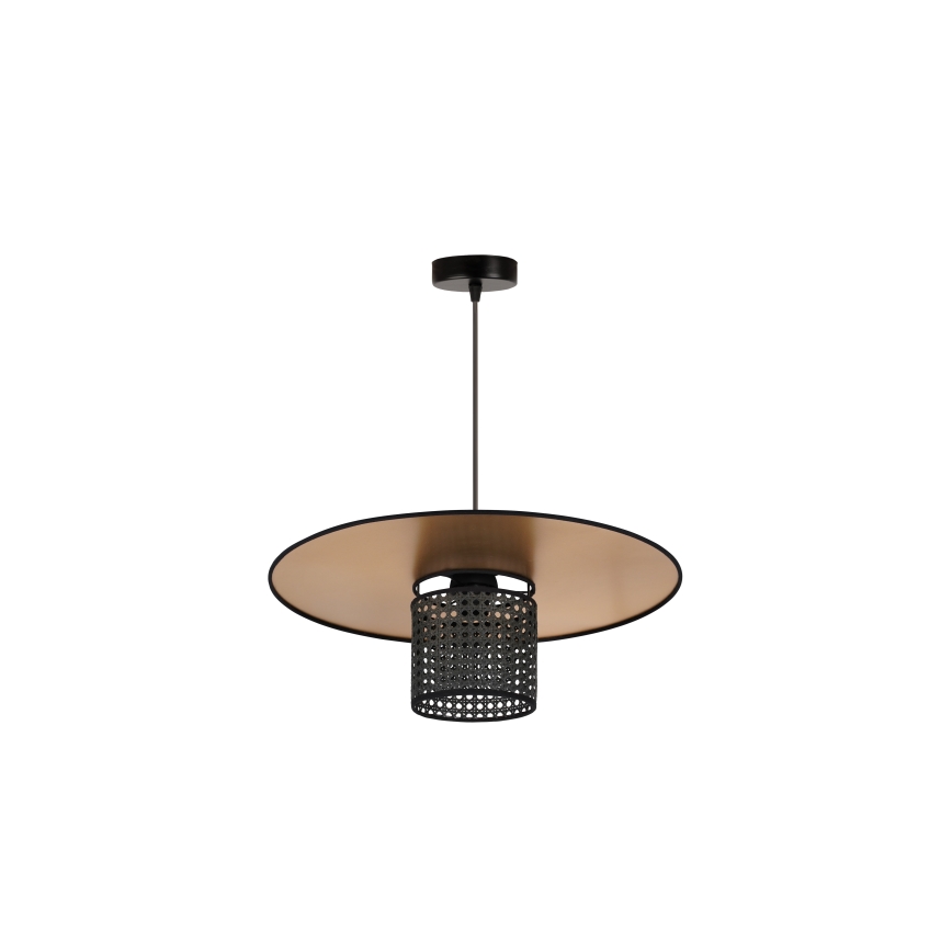 Duolla - Luster na sajli TOKYO RATTAN 1xE27/15W/230V pr. 50 cm zlatna/crna