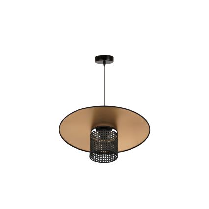 Duolla - Luster na sajli TOKYO RATTAN 1xE27/15W/230V pr. 50 cm zlatna/crna