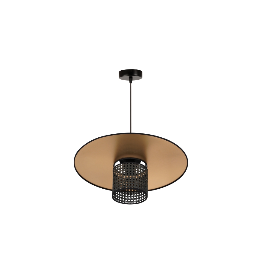 Duolla - Luster na sajli TOKYO RATTAN 1xE27/15W/230V pr. 50 cm zlatna/crna