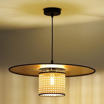 Duolla - Luster na sajli TOKYO RATTAN 1xE27/15W/230V pr. 50 cm zlatna/ratan
