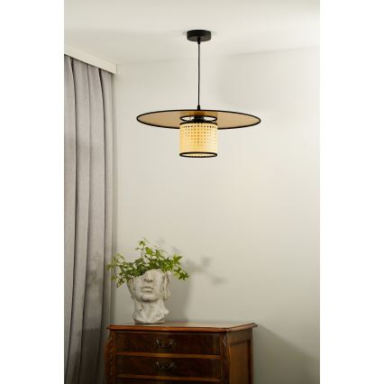 Duolla - Luster na sajli TOKYO RATTAN 1xE27/15W/230V pr. 50 cm zlatna/ratan
