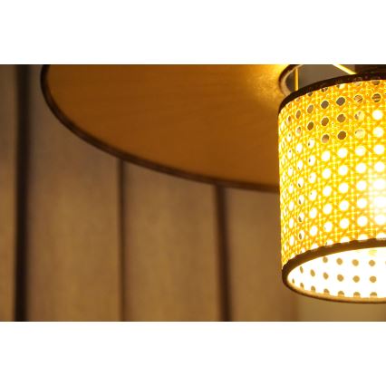 Duolla - Luster na sajli TOKYO RATTAN 1xE27/15W/230V pr. 50 cm zlatna/ratan