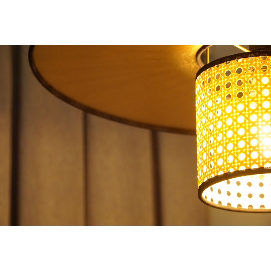 Duolla - Luster na sajli TOKYO RATTAN 1xE27/15W/230V pr. 50 cm zlatna/ratan