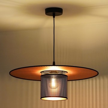 Duolla - Luster na sajli TOKYO SHINY 1xE27/15W/230V pr. 50 cm crna/bakrena