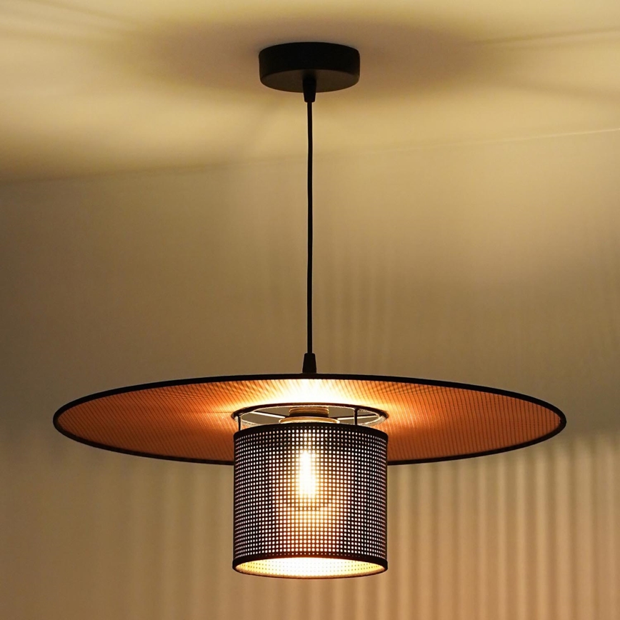 Duolla - Luster na sajli TOKYO SHINY 1xE27/15W/230V pr. 50 cm crna/bakrena