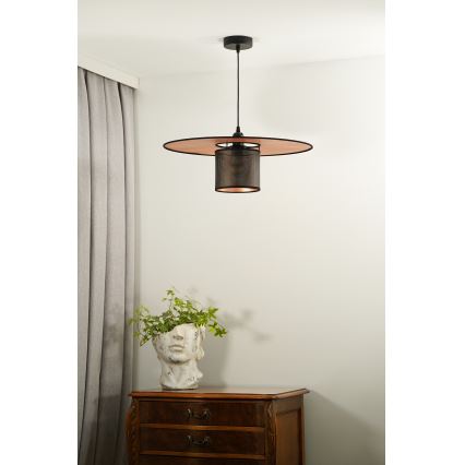 Duolla - Luster na sajli TOKYO SHINY 1xE27/15W/230V pr. 50 cm crna/bakrena