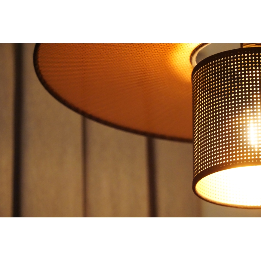 Duolla - Luster na sajli TOKYO SHINY 1xE27/15W/230V pr. 50 cm crna/bakrena