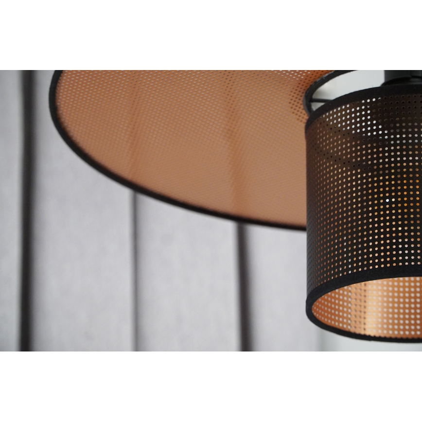 Duolla - Luster na sajli TOKYO SHINY 1xE27/15W/230V pr. 50 cm crna/bakrena