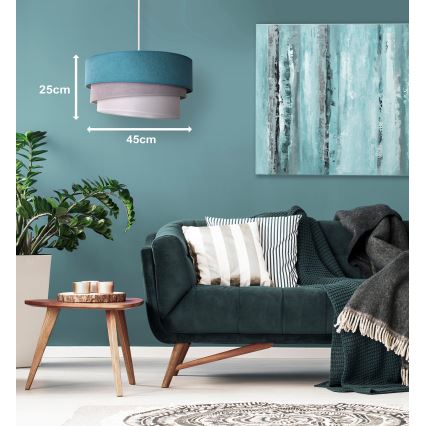 Duolla - Luster na sajli TRIO 1xE27/15W/230V pr. 45 cm tirkizna/siva/bijela