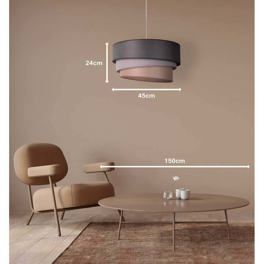 Duolla - Luster na sajli TRIO 1xE27/40W/230V pr. 45 cm antracit/siva/smeđa