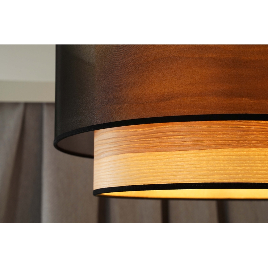 Duolla - Luster na sajli WOOD BOHO 1xE27/15W/230V pr. 45 cm crna/bež