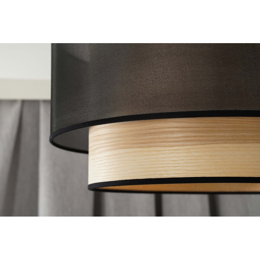 Duolla - Luster na sajli WOOD BOHO 1xE27/15W/230V pr. 45 cm crna/bež