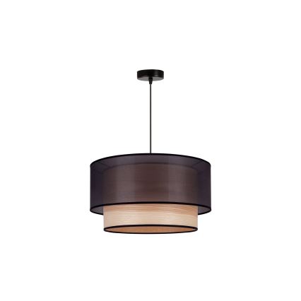 Duolla - Luster na sajli WOOD BOHO 1xE27/15W/230V pr. 45 cm crna/bež