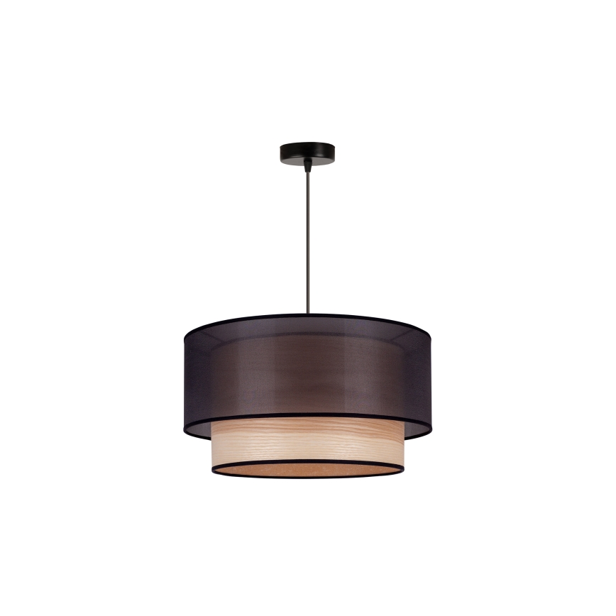 Duolla - Luster na sajli WOOD BOHO 1xE27/15W/230V pr. 45 cm crna/bež