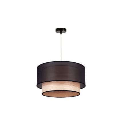 Duolla - Luster na sajli WOOD BOHO 1xE27/15W/230V pr. 45 cm crna/bež