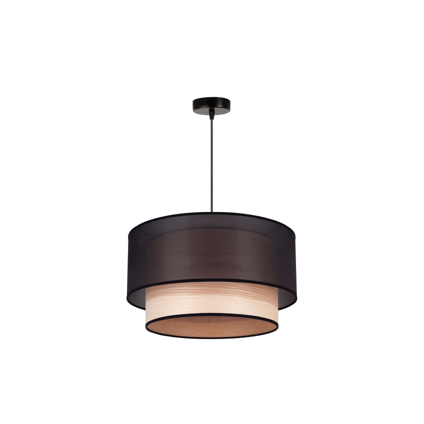 Duolla - Luster na sajli WOOD BOHO 1xE27/15W/230V pr. 45 cm crna/bež