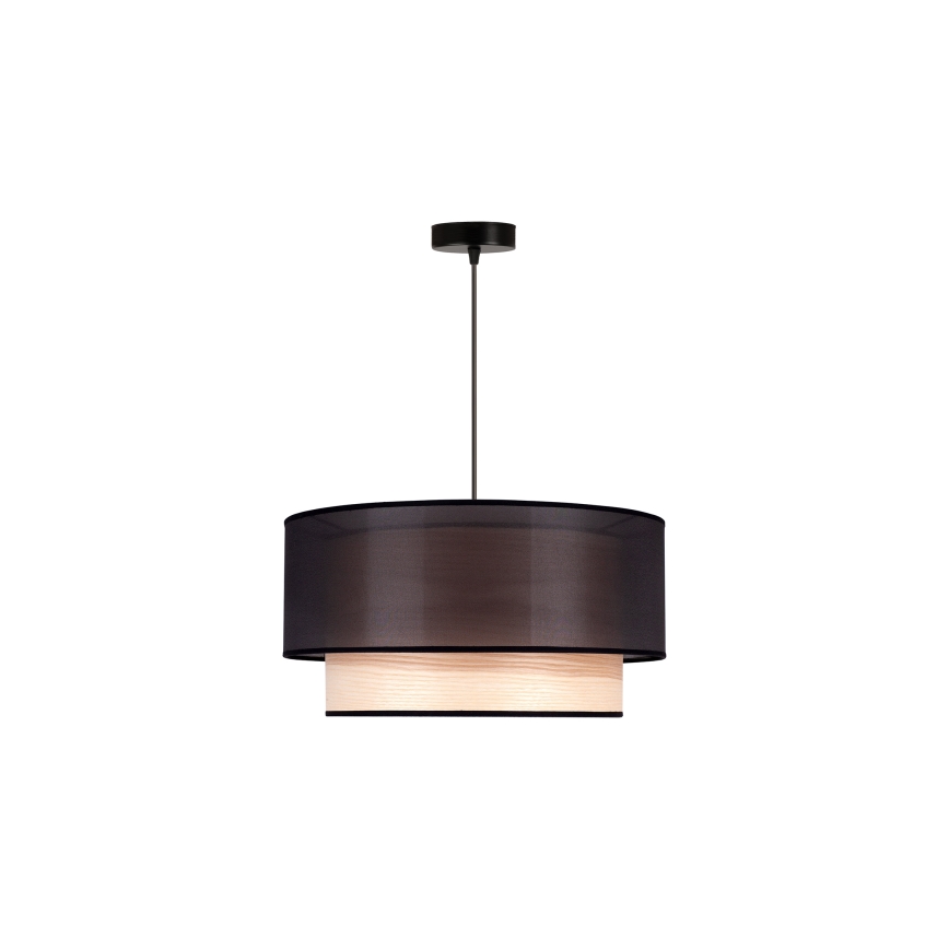 Duolla - Luster na sajli WOOD BOHO 1xE27/15W/230V pr. 45 cm crna/bež