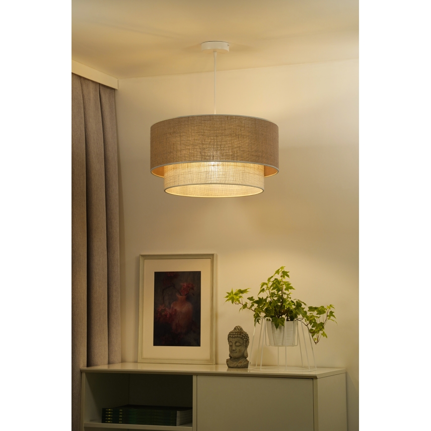 Duolla - Luster na sajli YUTE BOHO 1xE27/15W/230V pr. 45 cm smeđa/krem