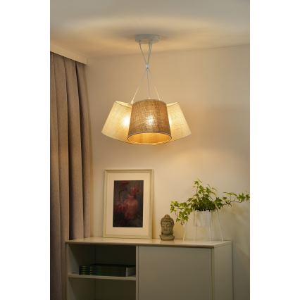 Duolla - Luster na sajli YUTE ROSSA 3xE27/15W/230V siva/smeđa