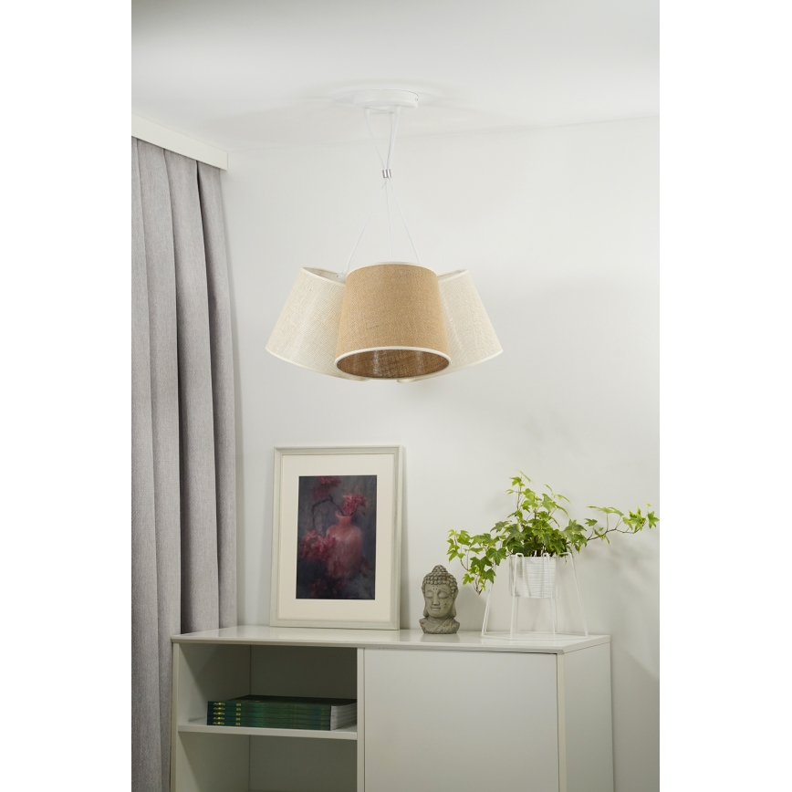Duolla - Luster na sajli YUTE ROSSA 3xE27/15W/230V siva/smeđa