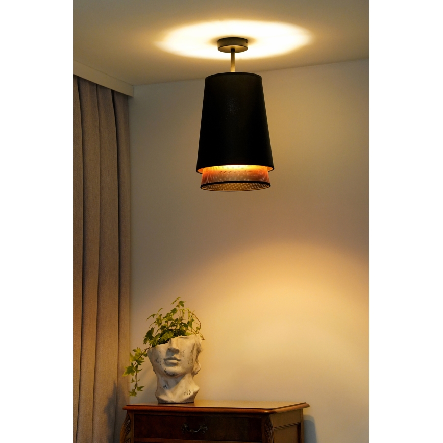 Duolla - Nadgradni luster BELL SHINY 1xE27/15W/230V pr. 25 cm crna/bakrena