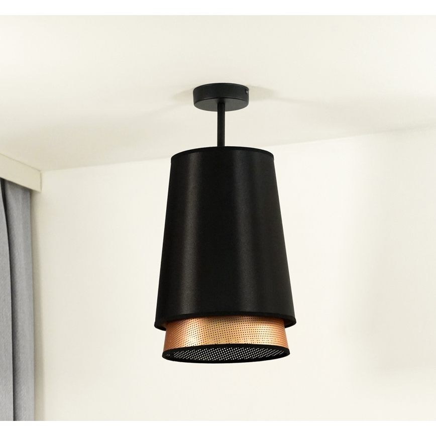 Duolla - Nadgradni luster BELL SHINY 1xE27/15W/230V pr. 25 cm crna/bakrena