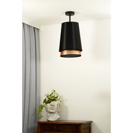 Duolla - Nadgradni luster BELL SHINY 1xE27/15W/230V pr. 25 cm crna/bakrena