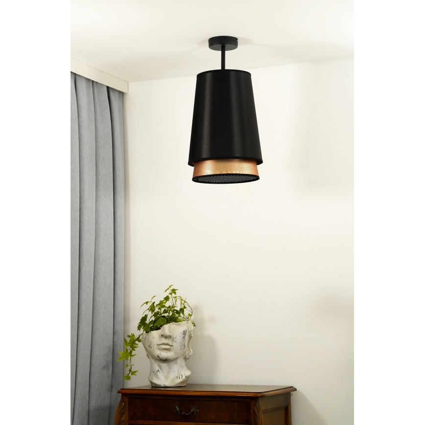 Duolla - Nadgradni luster BELL SHINY 1xE27/15W/230V pr. 25 cm crna/bakrena