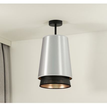 Duolla - Nadgradni luster BELL SHINY 1xE27/15W/230V pr. 25 cm srebrna/crna