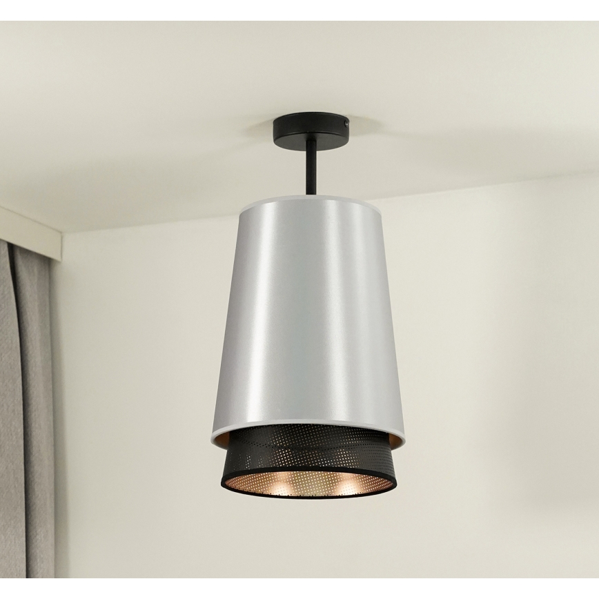 Duolla - Nadgradni luster BELL SHINY 1xE27/15W/230V pr. 25 cm srebrna/crna
