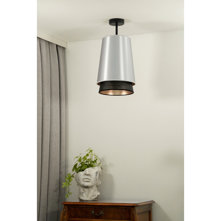 Duolla - Nadgradni luster BELL SHINY 1xE27/15W/230V pr. 25 cm srebrna/crna