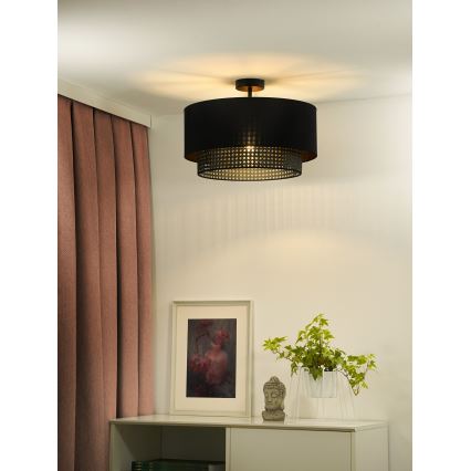 Duolla - Nadgradni luster BOHO RATTAN 1xE27/15W/230V pr. 45 cm crna