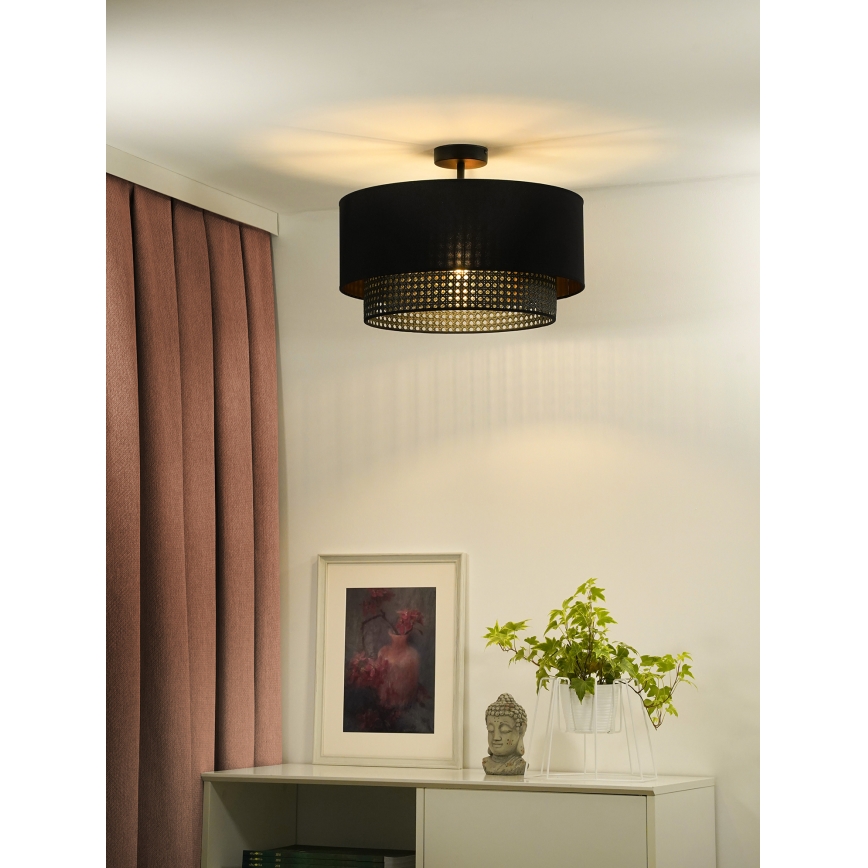 Duolla - Nadgradni luster BOHO RATTAN 1xE27/15W/230V pr. 45 cm crna