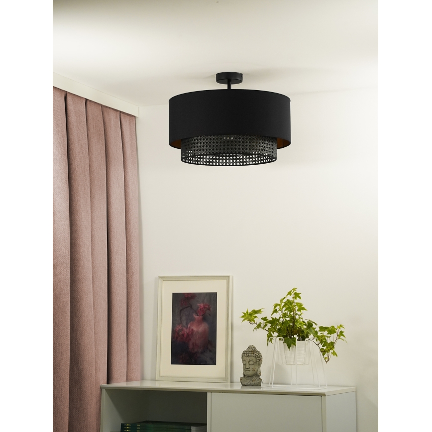 Duolla - Nadgradni luster BOHO RATTAN 1xE27/15W/230V pr. 45 cm crna
