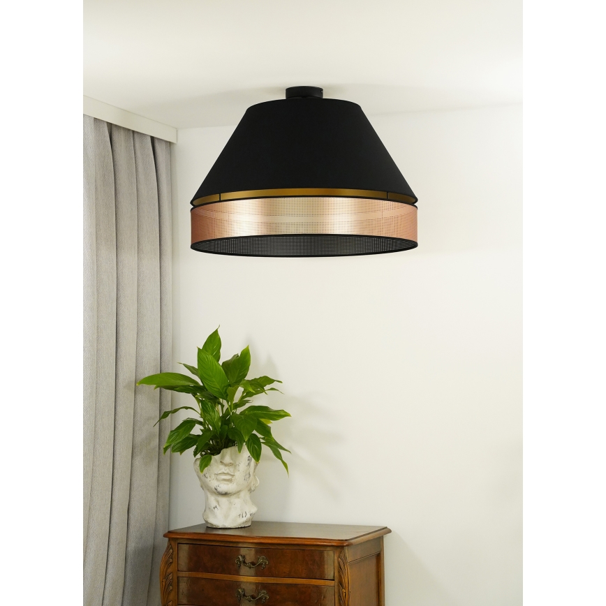 Duolla - Nadgradni luster COPPER SHINY 1xE27/15W/230V pr. 60 cm crna/bakrena