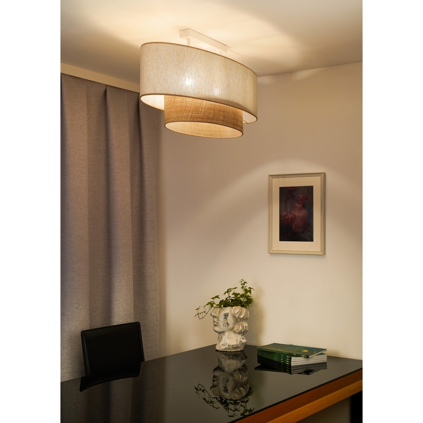 Duolla - Nadgradni luster DOUBLE OVAL NATURE 2xE27/15W/230V krem/bež