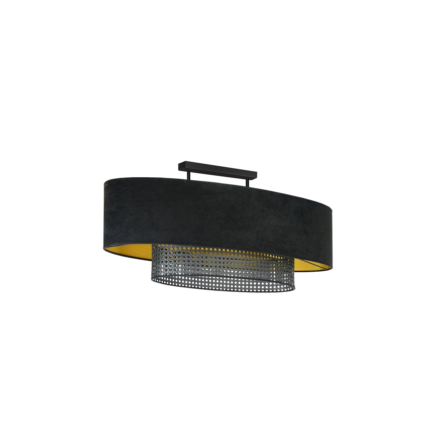 Duolla - Nadgradni luster DOUBLE OVAL RATTAN 2xE27/15W/230V crna/ratan
