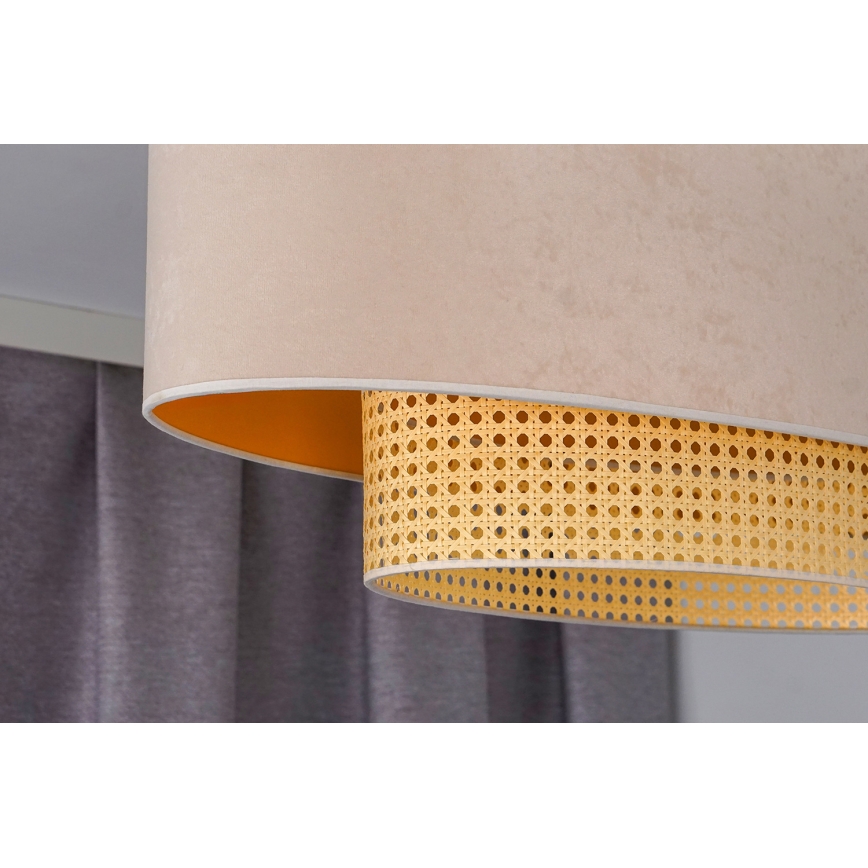 Duolla - Nadgradni luster DOUBLE OVAL RATTAN 2xE27/15W/230V krem/ratan