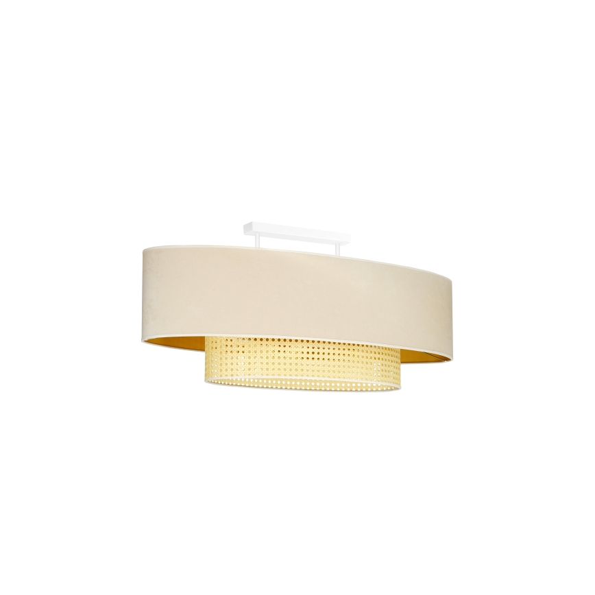 Duolla - Nadgradni luster DOUBLE OVAL RATTAN 2xE27/15W/230V krem/ratan