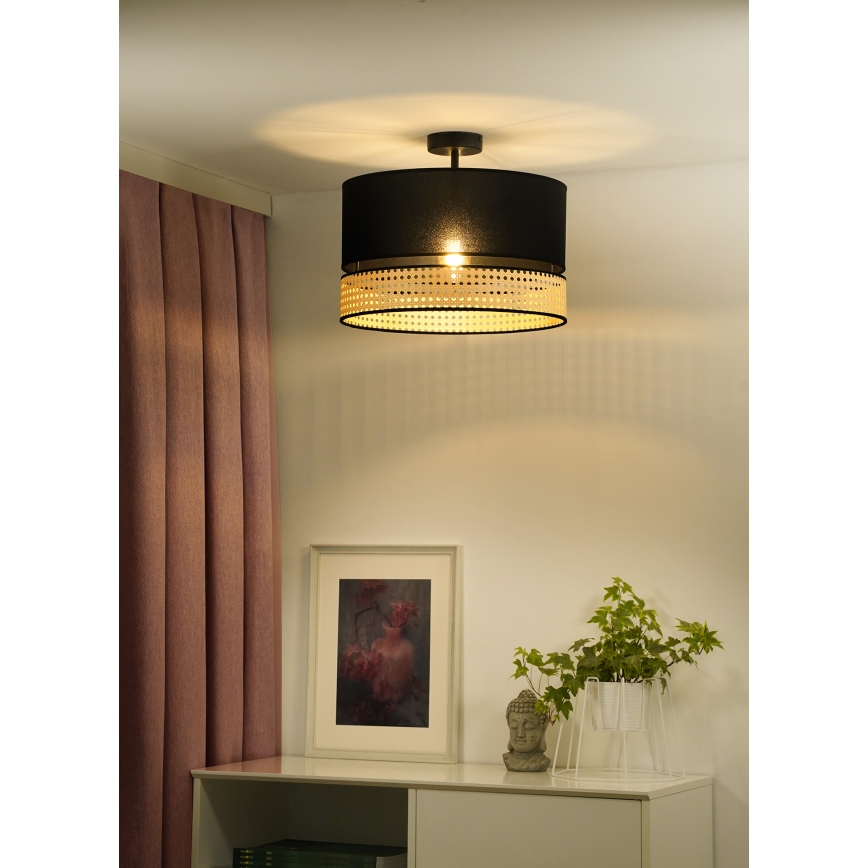 Duolla - Nadgradni luster DOUBLE RATTAN 1xE27/15W/230V pr. 40 cm crna/bež