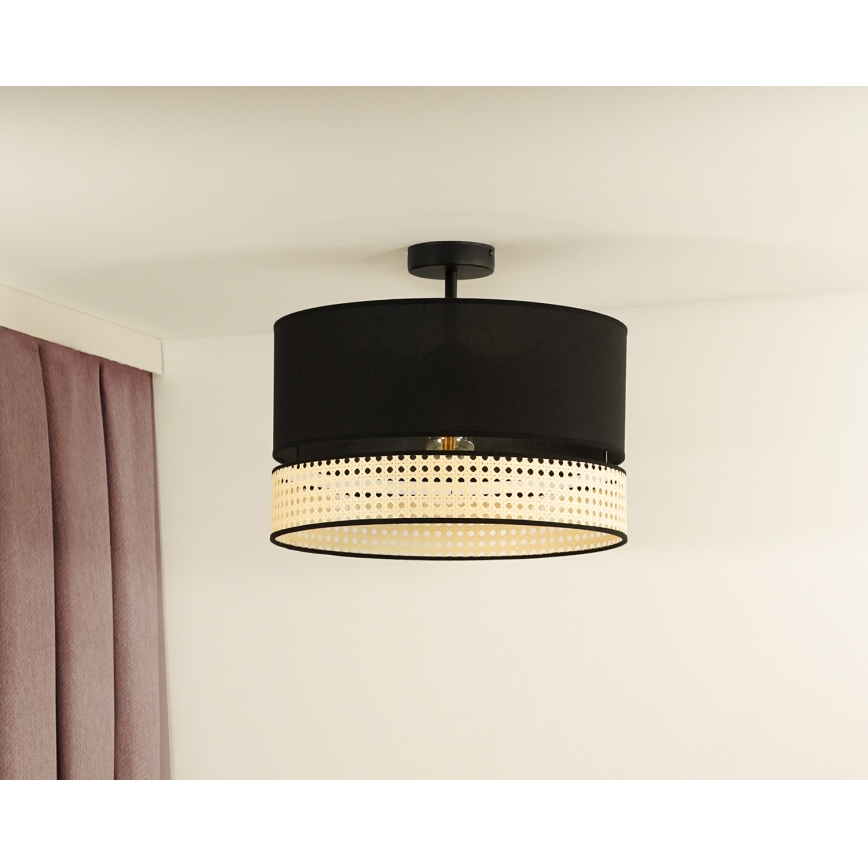 Duolla - Nadgradni luster DOUBLE RATTAN 1xE27/15W/230V pr. 40 cm crna/bež