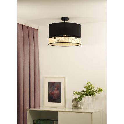 Duolla - Nadgradni luster DOUBLE RATTAN 1xE27/15W/230V pr. 40 cm crna/bež