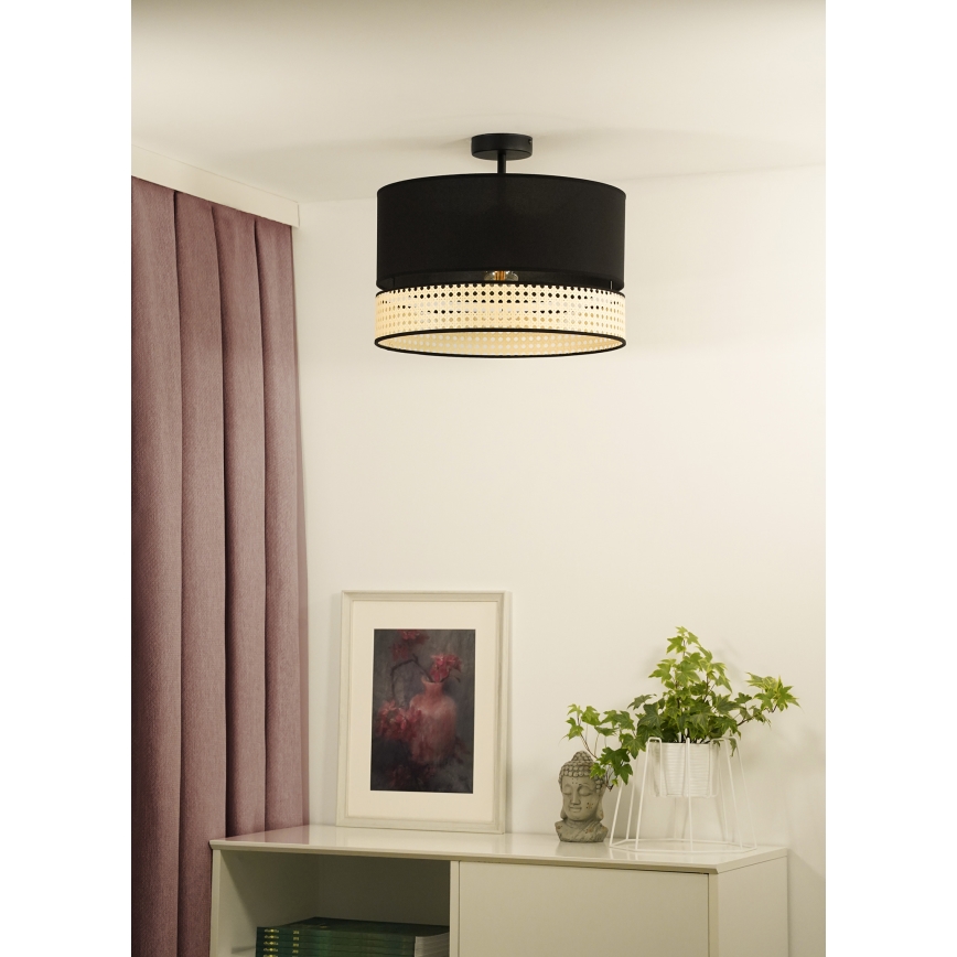 Duolla - Nadgradni luster DOUBLE RATTAN 1xE27/15W/230V pr. 40 cm crna/bež